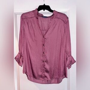 Democracy Dusty Mauve Button-Front Blouse